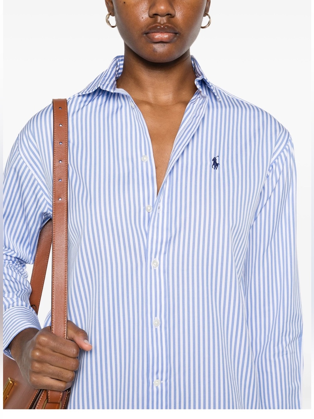 Polo by Ralph Lauren Light Blue and White Striped Button-Up Shirt